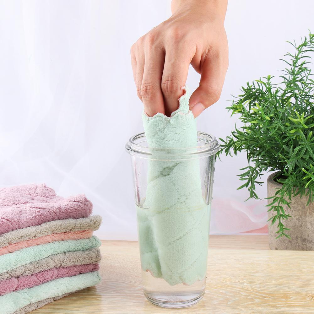 Set 1 / 5 Khăn Lau Chén Dĩa Chất Liệu Microfiber Siêu Thấm Hút Hiệu Quả Cao