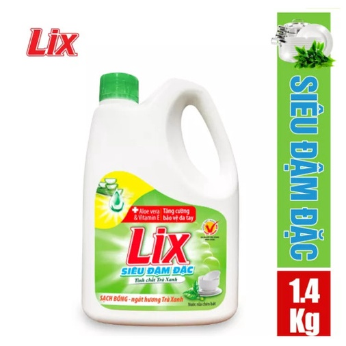 Nước rửa chén LIX siêu đậm đặc hương trà xanh 1.4kg NT140 làm sạch dầu mỡ không hại da tay - Lixco Việt Nam