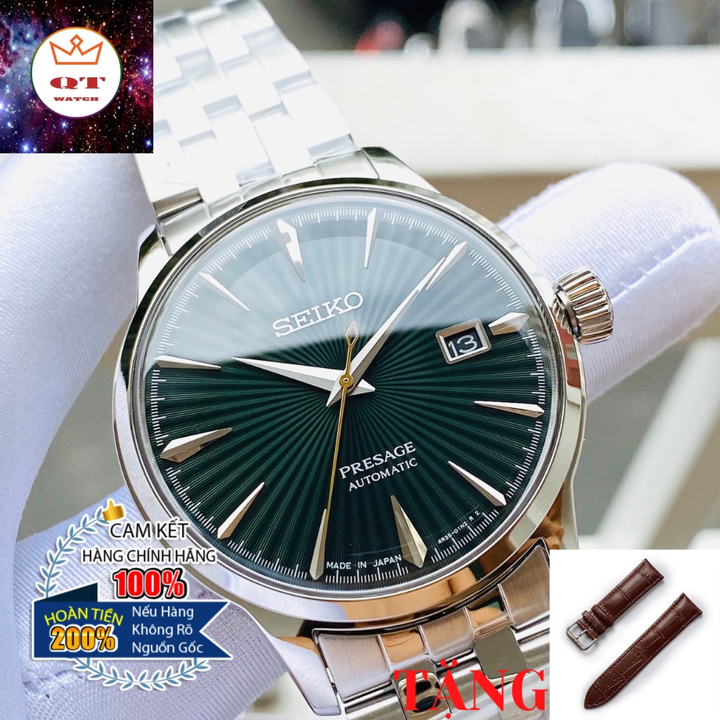 Đồng Hồ Nam SEIKO Presage Cocktail Green SRPE15J1 Bản Nội Địa NHẬT BẢN Chính Hãng Tặng Dây Da Cao Cấp