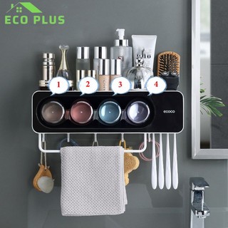 Giá treo bàn chải đánh răng kèm cốc ecoco - kệ bàn chải có ngăn để đồ, treo khăn