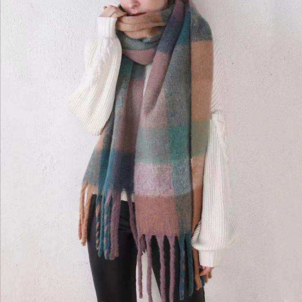 Khăn Choàng Cổ Dày Dặn Màu Gradient Phong Cách Hàn Quốc 2022 Cho Nữ