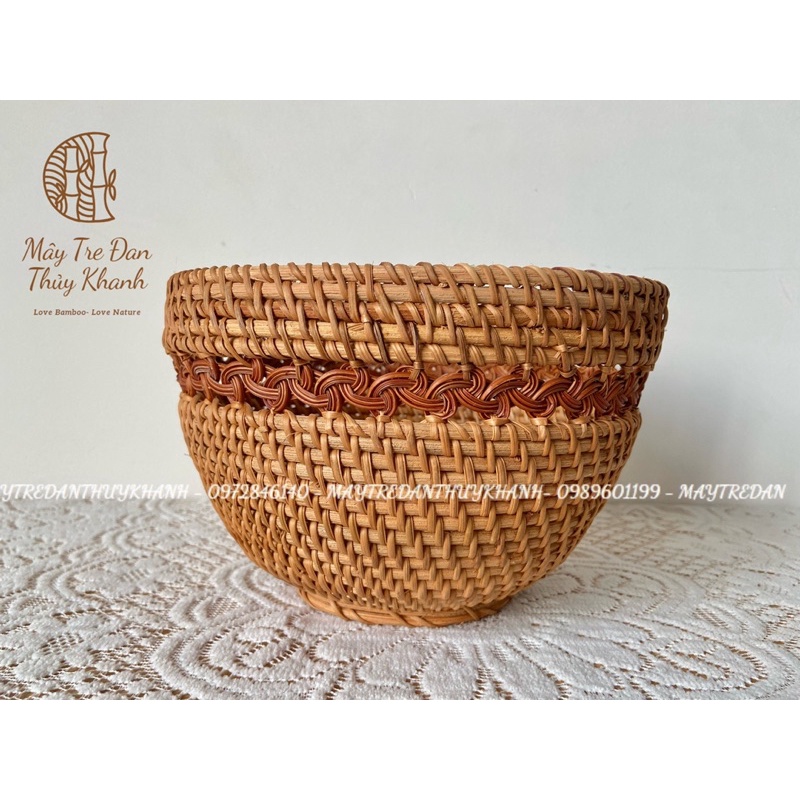 Bát mây đan hoa, giỏ mây đựng hoa quả bánh kẹo decor nhà cửa Mây Tre Đan Thuỷ Khanh