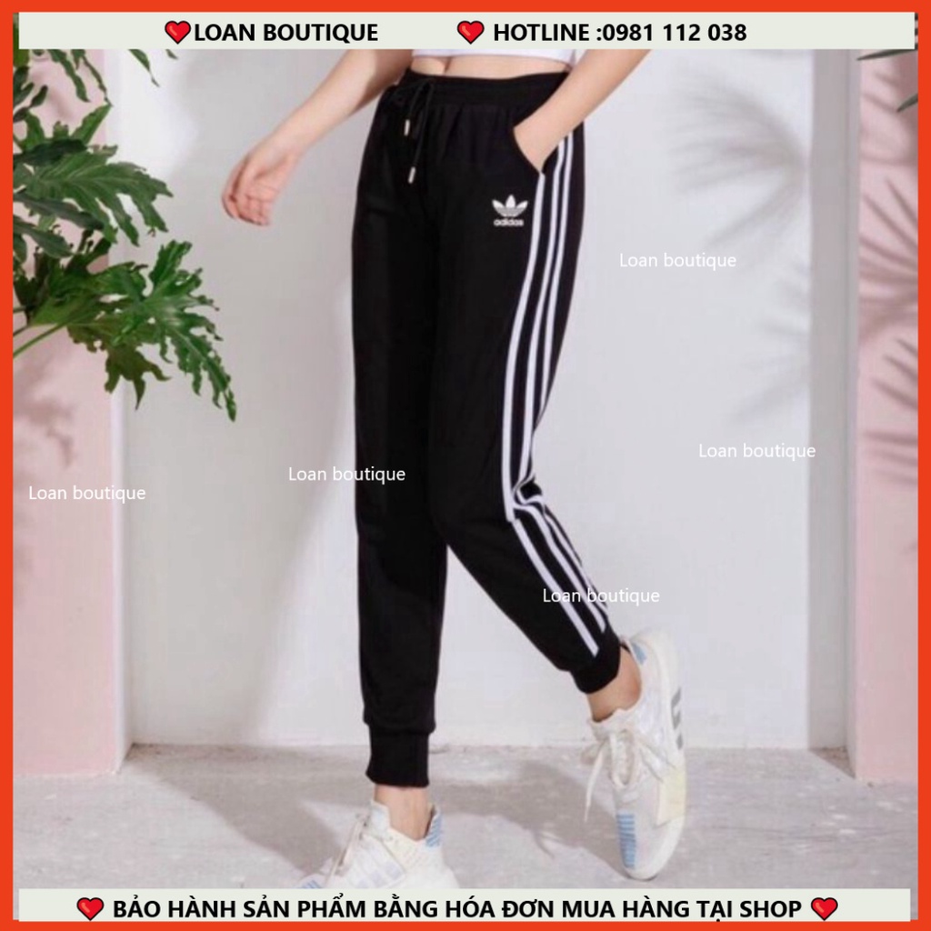 Quần Sport adidas nữ_Quần Sport viền kẻ sọc dáng jogger chất dày đẹp cho nữ [ FREE SHIP TỪ 2 SP]