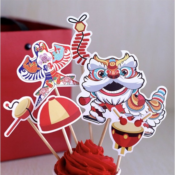 Set que cắm tết múa lân + diều + mũ + trống