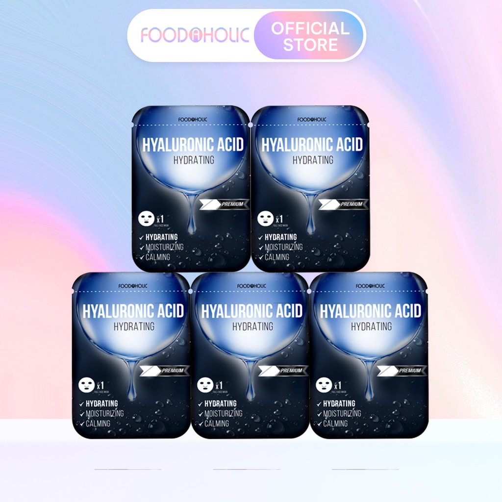 Combo 5 Mặt Nạ Hyaluronic Acid Cấp Ẩm Đa Tầng Foodaholic 23ml/miếng