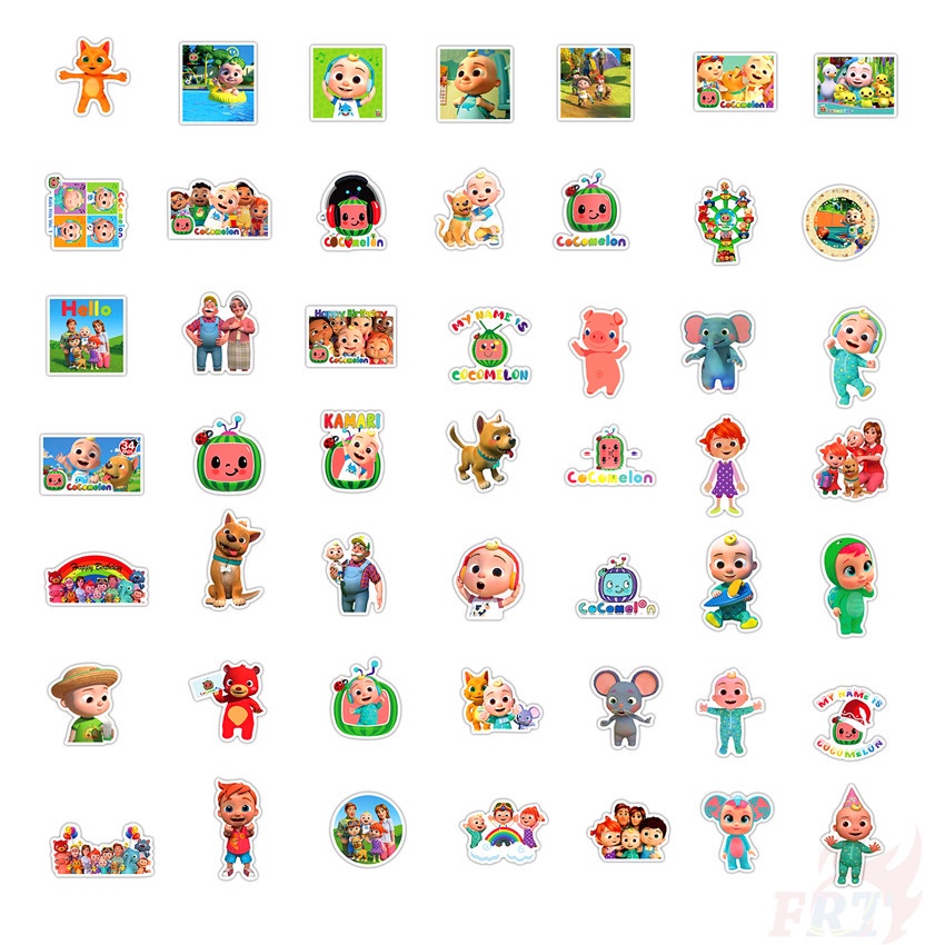 Bộ 100 Cái ❉ Nhãn Dán Dòng CoCoMelon ❉ Miếng Dán Chống Thấm Nước Họa Tiết Hoạt Hình Dùng Trang Trí Thủ Công Cho Trẻ Em