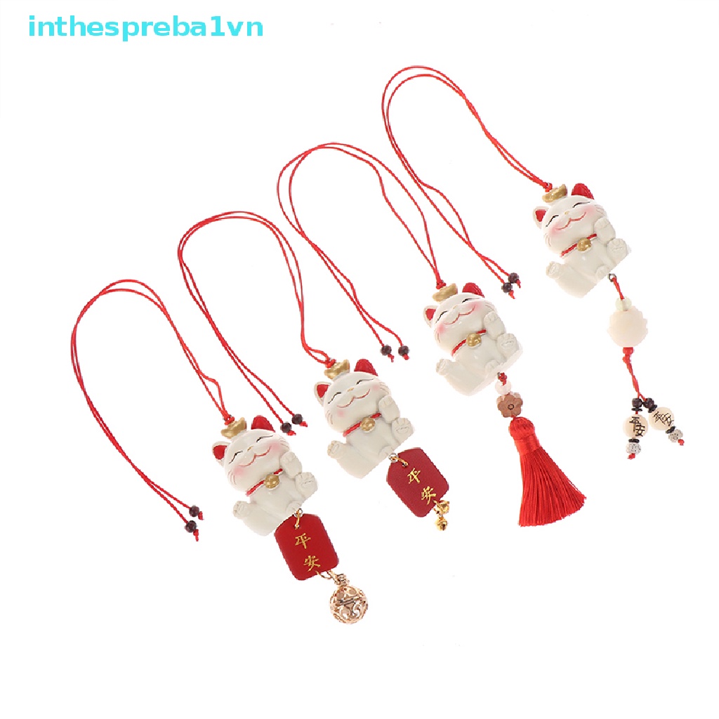 Mặt Dây Chuyền Hình Mèo May Mắn Sáng Tạo Treo Kính Chiếu Hậu Xe Hơi Cho Nữ inthespreba1vn