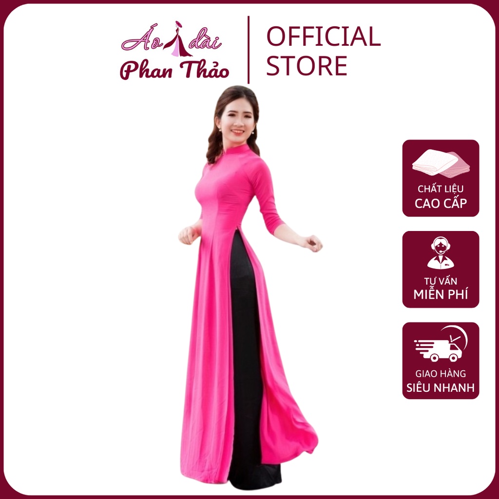 Áo Dài Trơn Màu Hồng Sen - Áo Dài Cách Tân Hiện Đại - Shop PT