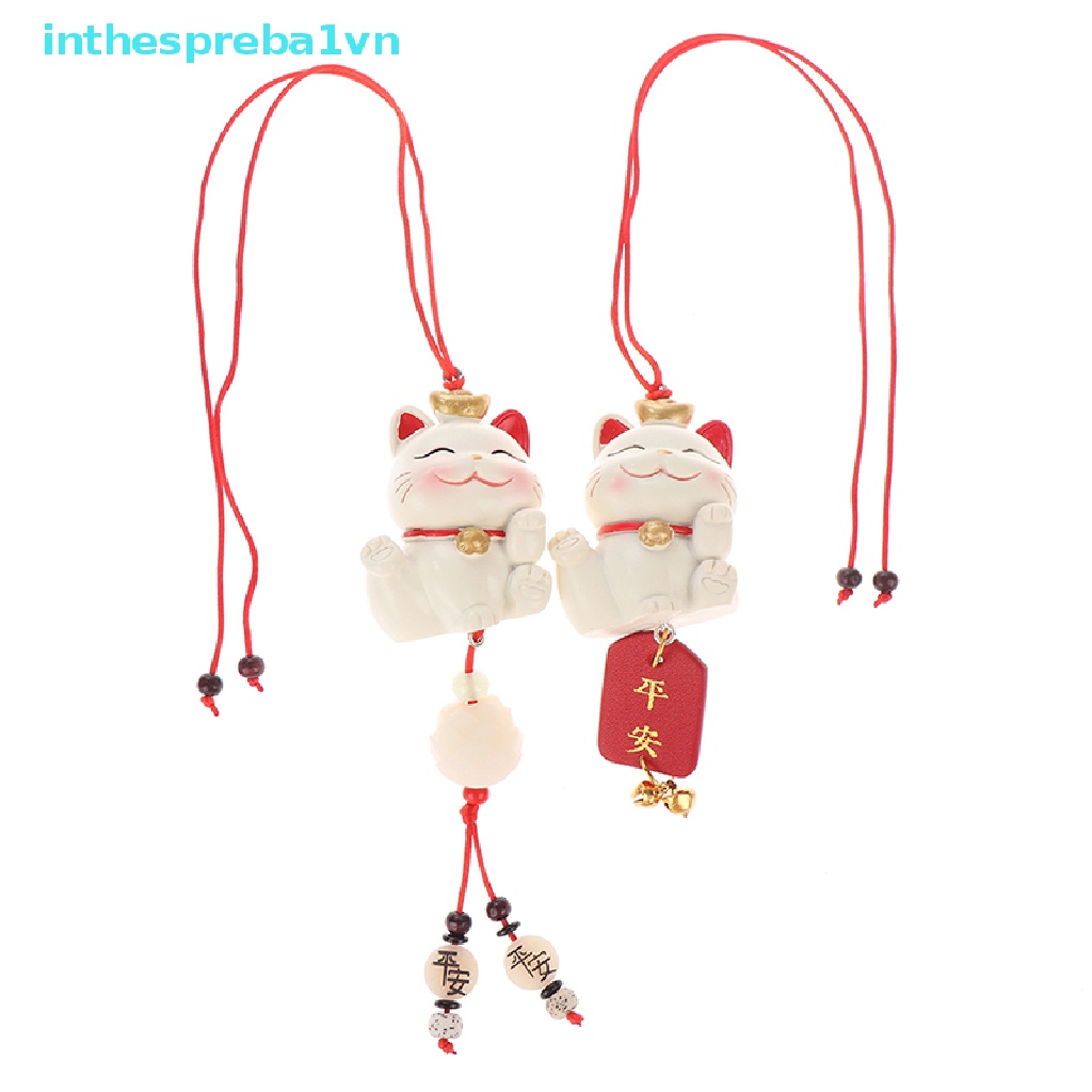 Mặt Dây Chuyền Hình Mèo May Mắn Sáng Tạo Treo Kính Chiếu Hậu Xe Hơi Cho Nữ inthespreba1vn