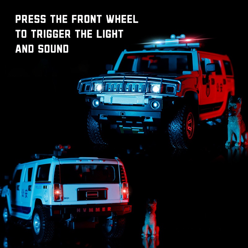 Mô Hình Xe Cảnh Sát Hummer H2 Có Đèn Và Âm Thanh Bằng Hợp Kim Tỉ Lệ 1: 24