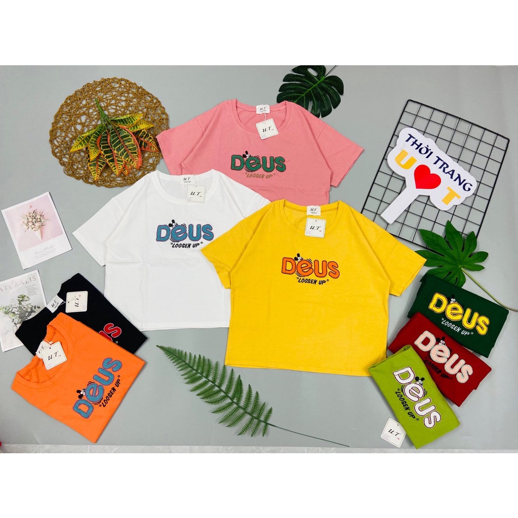 🔥Áo thun cổ tròn croptop🔥Mã 92 Vải 100% cotton thêu - Mẫu mới 2023