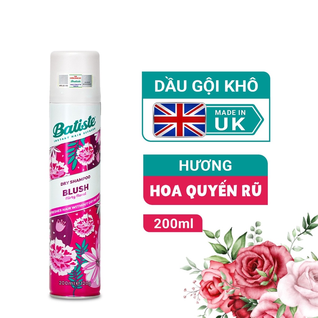 Dầu Gội Khô Batiste Hương Hoa Quyến Rũ - Batiste Dry Shampoo Floral & Flirty  Blush 200ml | Shopee Việt Nam