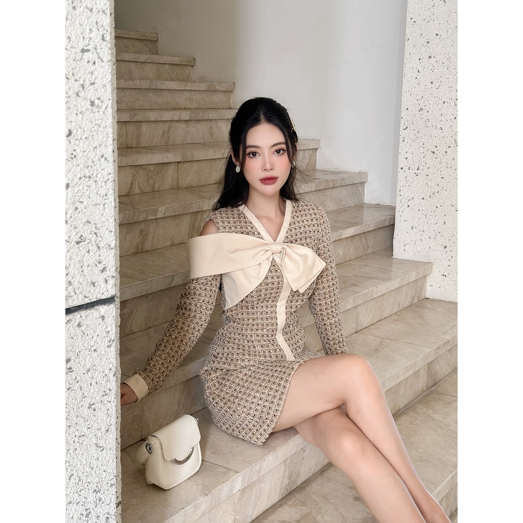 Váy dạ tweed dày dặn 2 lớp Calista Dress YV85 YAME