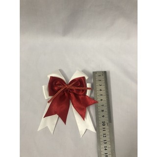 Nơ Lụa Satin Thắt Sẵn Trắng Phối Đỏ/Nơ