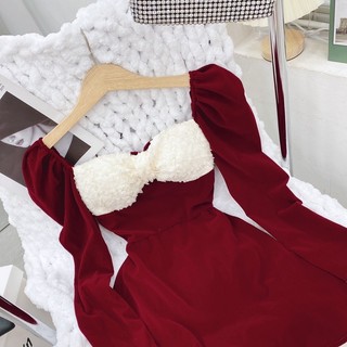 VÁY PHỐI NƠ ĐỎ ĐEN( sẵn tại shop)