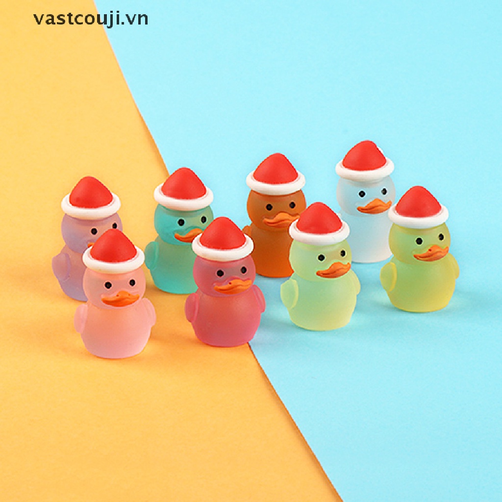 Bộ 2 Tượng Vịt VASTJI Nắp Đỏ Dạ Quang Bằng Nhựa resin diy Trang Trí