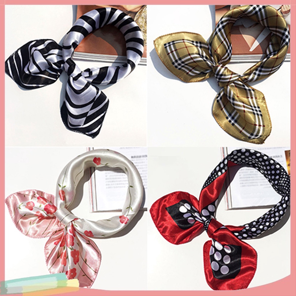 Khăn choàng cổ làm bằng lụa nhân tạo thiết kế xinh xắn dành cho phái đẹp