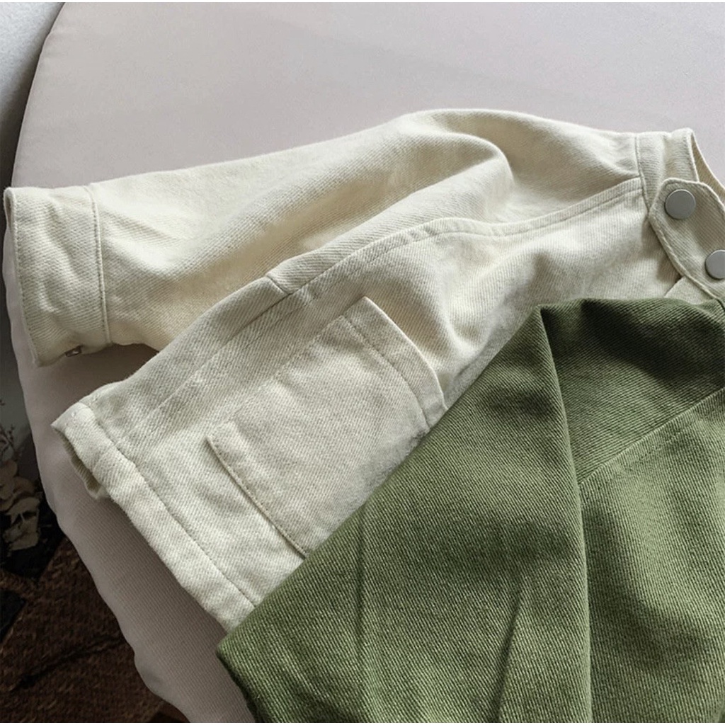 Áo Khoác Sơ Mi Cho Bé, Áo Dài Tay Phong Cách Hàn Quốc Vải Kaki Dày Dặn Mềm Mịn - Thời Trang Trẻ Em Poskids