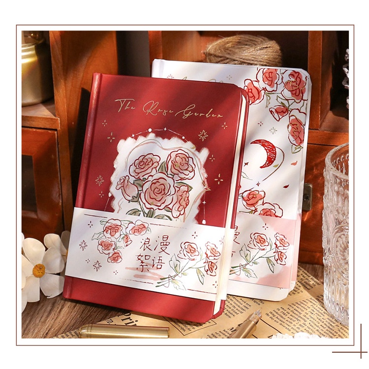 Sổ Tay Vintage Họa Tiết Hoa Hồng