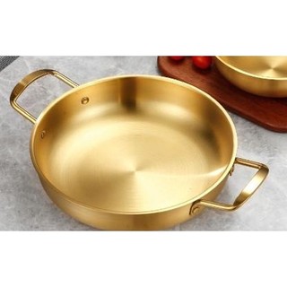 NỒI LẨU PHONG CÁCH HÀN QUỐC INOX 304 MẠ VÀNG ĐẸP MẮT, CÓ TAY CẦM , NHIỀU KÍCH CỠ.