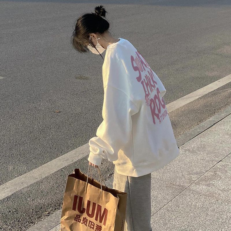 Áo hoodie rộng rãi oversize nữ áo xuân thu