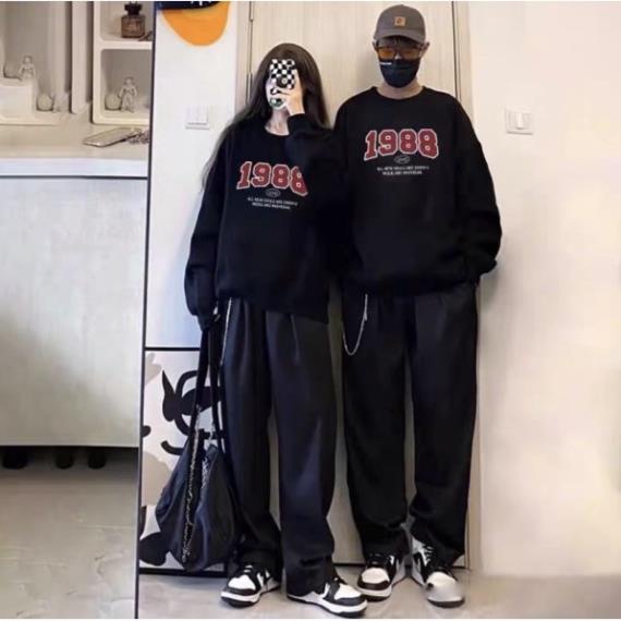 Áo Sweater 1988 Unisex nam nữ tay lỡ Oversize form rộngThời trang Thu đông ấm áp, nỉ cotton ko bai xù, ấm áp