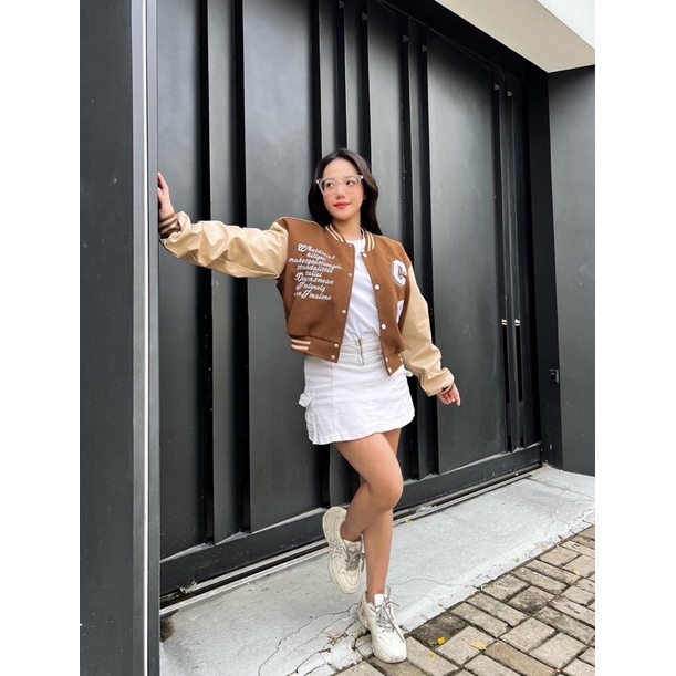 Áo khoác Bomber Nỉ Bông lót dù CB màu NÂU/Nam nữ unisex/Áo Jacket phong cách Ullzang 🖤
