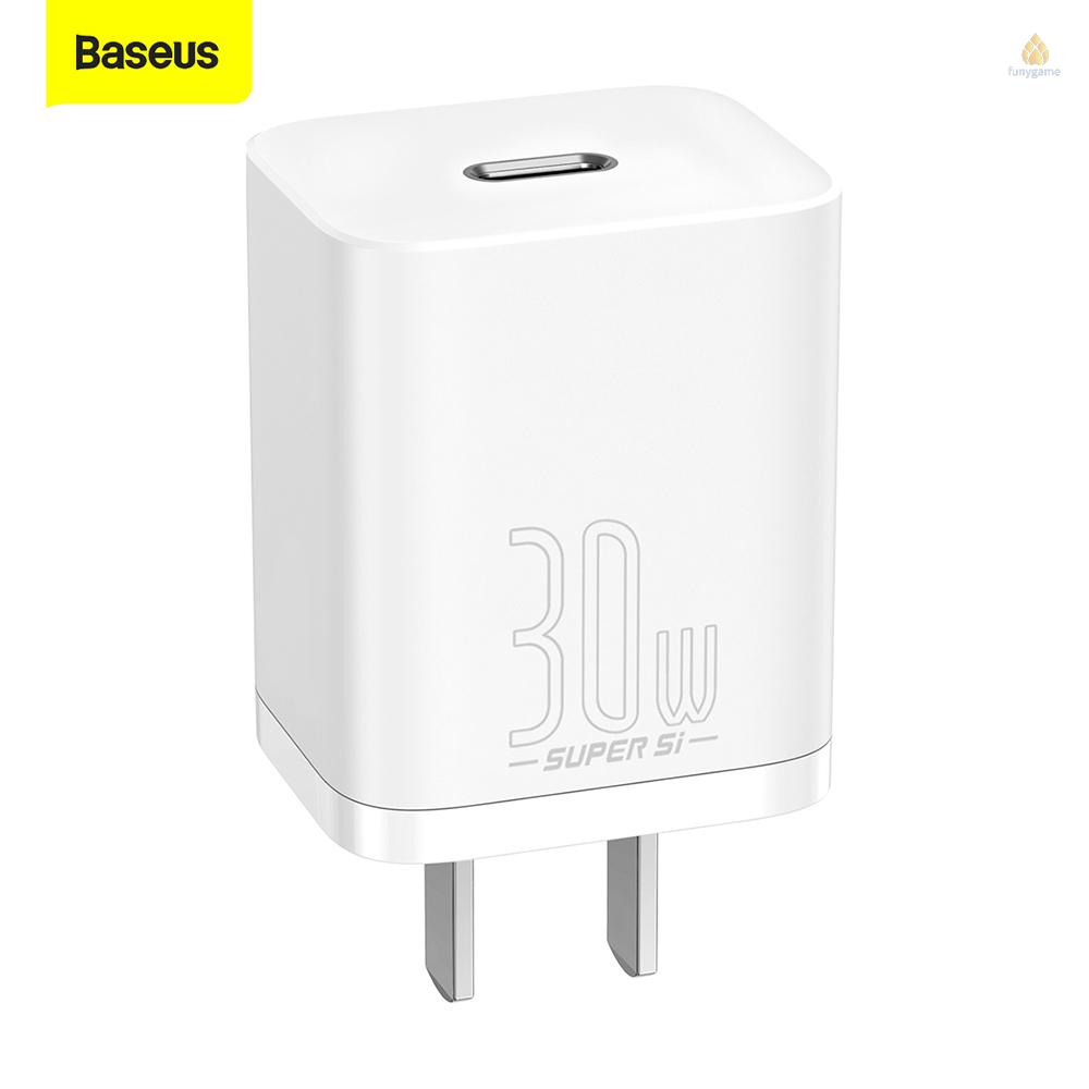 Cục Sạc Nhanh Baseus Super Si 30W PD USB C PD3.0 QC3.0 PPS Cho iPhone 13 12 Pro Max iPad Pro Macbook