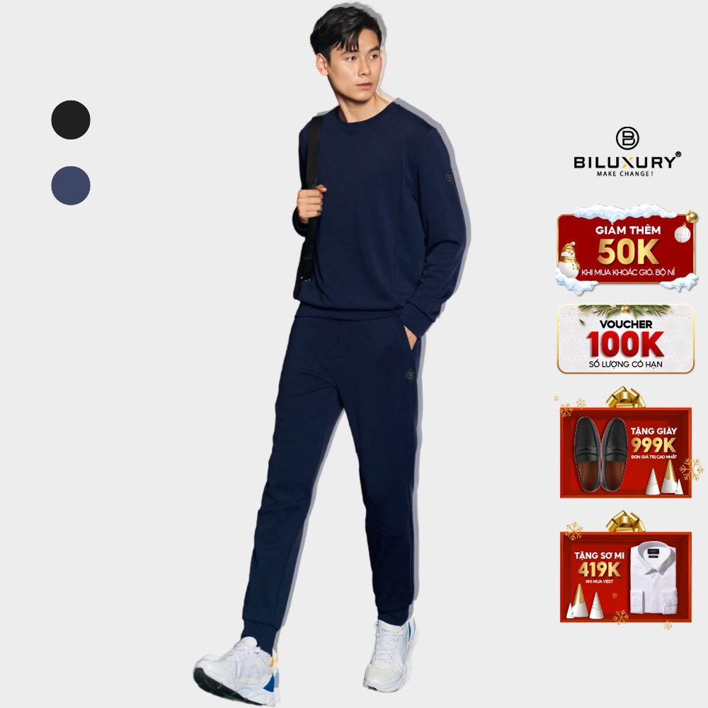 Bộ nỉ thể thao nam BILUXURY 6BNOT004 chất nỉ cao cấp co dãn mềm mịn thoải mái khi vận động
