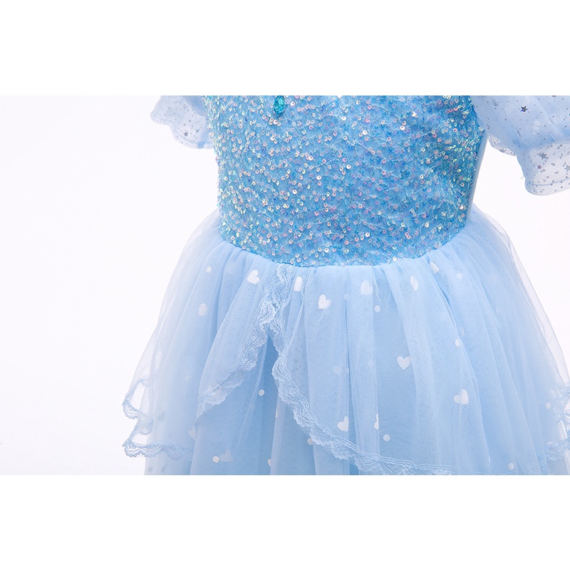 DISNEY Đầm Hóa Trang Công Chúa Elsa Trong Phim Frozen 2 Đính Kim Sa Đáng Yêu Cho Bé Gái Dịp Halloween