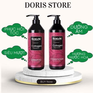 Dầu gội xả collagen Ecolchi phục hồi tái sinh kích thích mọc tóc tóc siêu mềm mượt hương nước hoa CHÍNH HÃNG