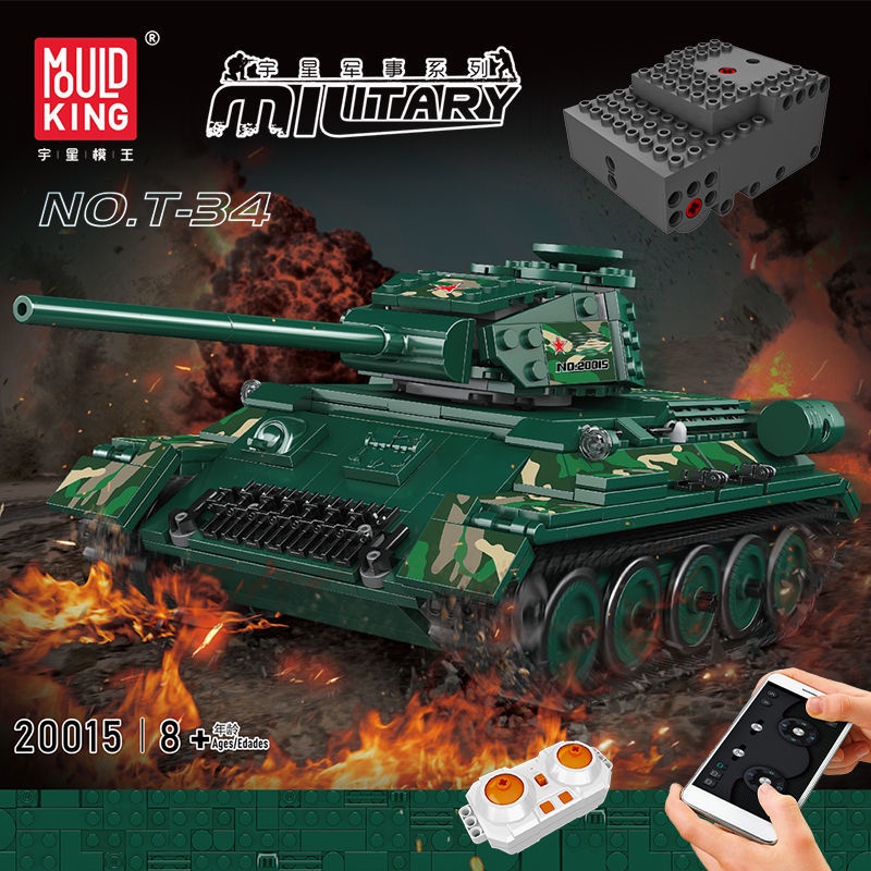 Đồ Chơi Lắp Ráp Xe Tăng Quân Đội T-34 Điều Khiển Từ Xa Cho Bé Trai 20015