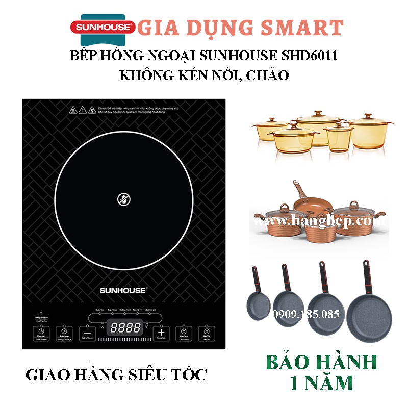 Bếp hồng ngoại cơ KHÔNG KÉN NỒI CHẢO Sunhouse SHD6011 - SHD6013KB - Bảo hành chính hãng 12 tháng