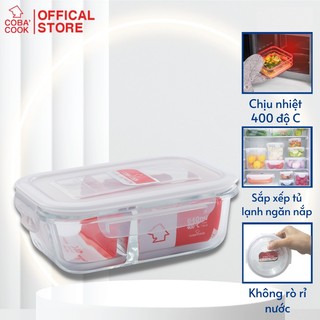 Hộp thủy tinh 2 ngăn đựng cơm đựng thực phẩm chịu nhiệt cobacook- cbhl640n