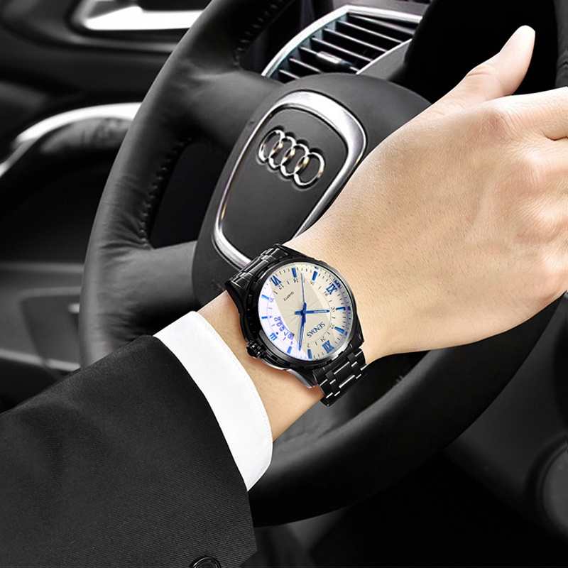 Mới Đồng Hồ Nam Dây Thép Không Gỉ Thiết Kế Sang Trọng