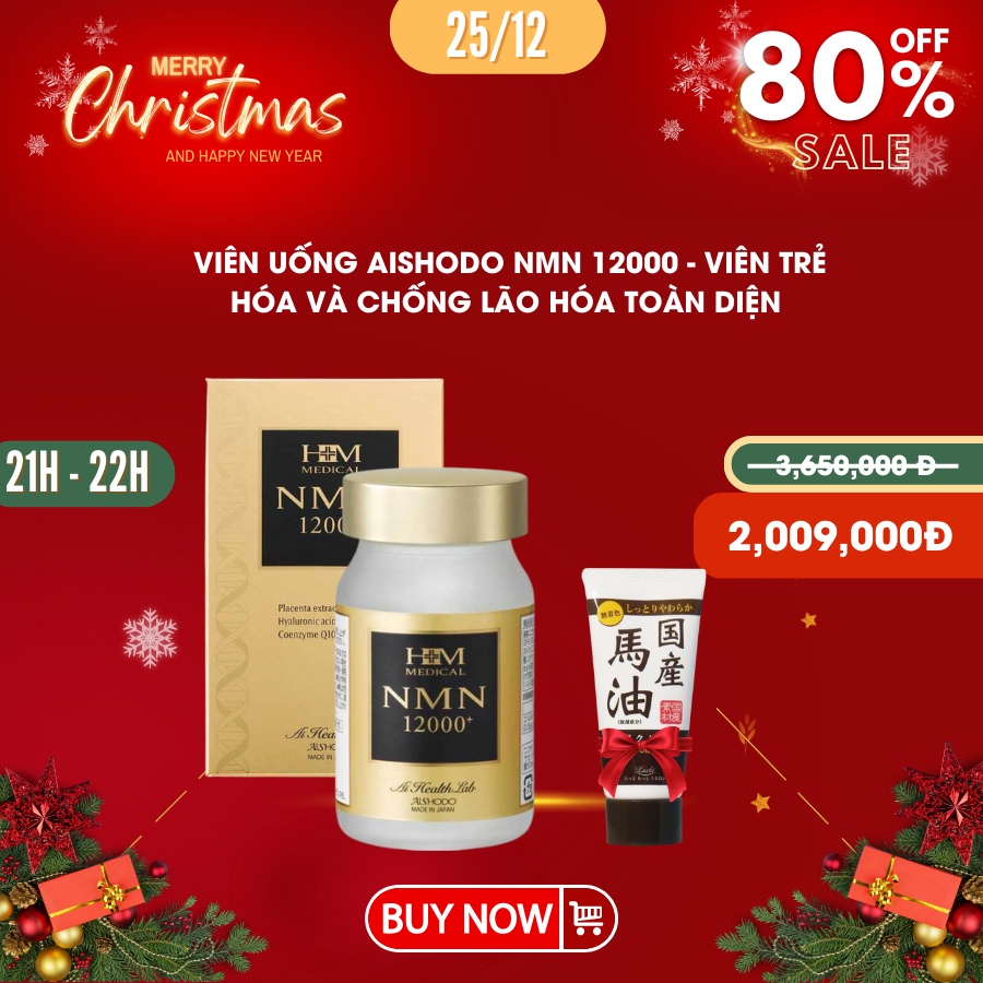 Viên uống Aishodo NMN 12000 - Viên trẻ hóa và chống lão hóa toàn diện
