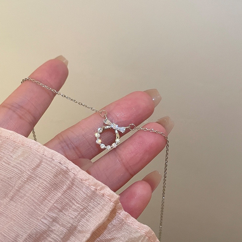 Vòng cổ Mặt Nơ Đính Đá Zircon Thời Trang Cho Nữ