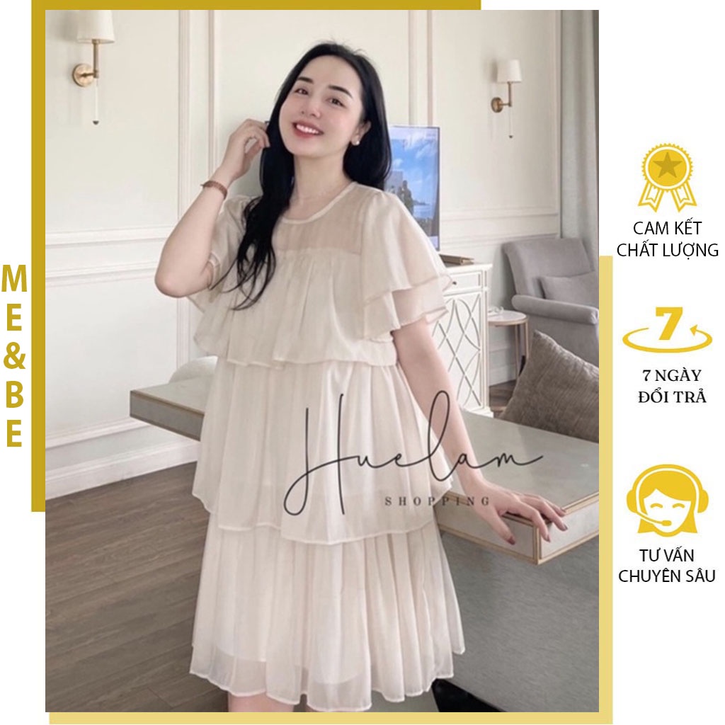 VÁY BẦU DỰ TIỆC PHONG CÁCH TIỂU THƯ THIẾT KẾ 3 TẦNG CỰC XINH - ĐẦM BẦU BABYDOLL SANG CHẢNH