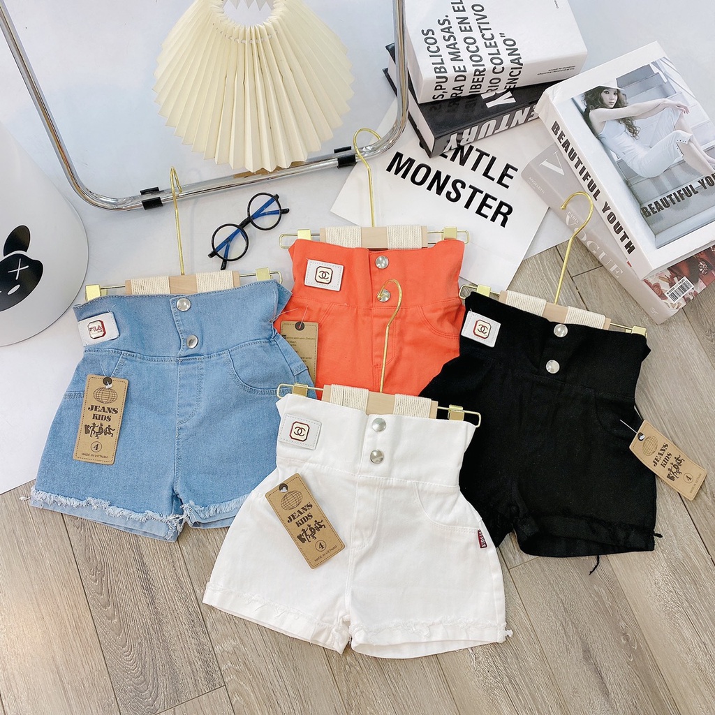 (Sz 8-20kg) Quần Sooc Jean Mềm mát, co giãn, Phong Cách Cho Bé Gái