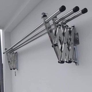 Giàn phơi xếp tường inox cao cấp đã có thanh phơi inox, giàn phơi đồ inox, giàn phơi quần áo, giàn phơi xếp ngang