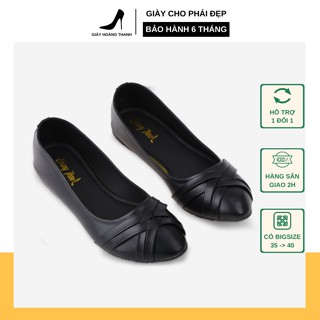 Giày Búp Bê Nữ Đen Mũi Nhọn Công Sở Đế Bệt Big Size 40 Hoàng Thanh mã DN