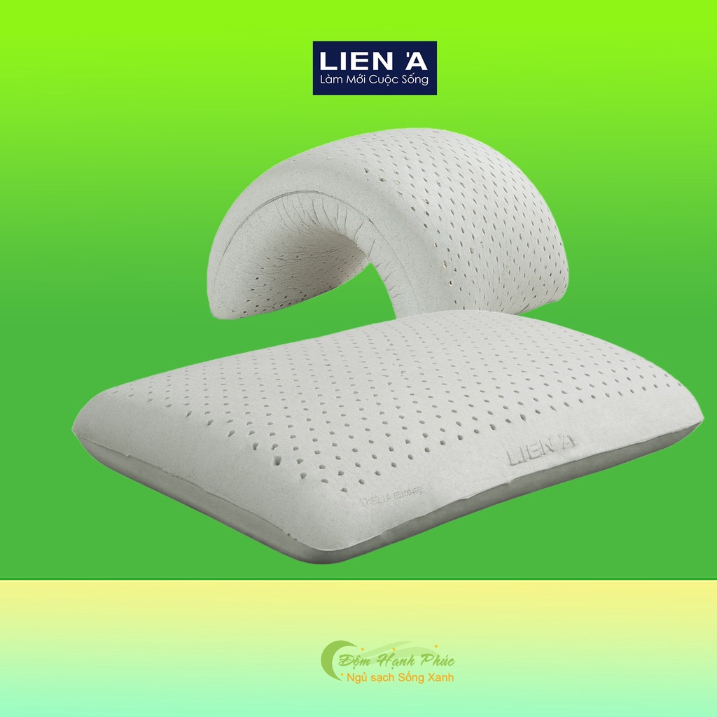 Gối cao su than hoạt tính Liên Á Oval Grey + Vỏ gối
