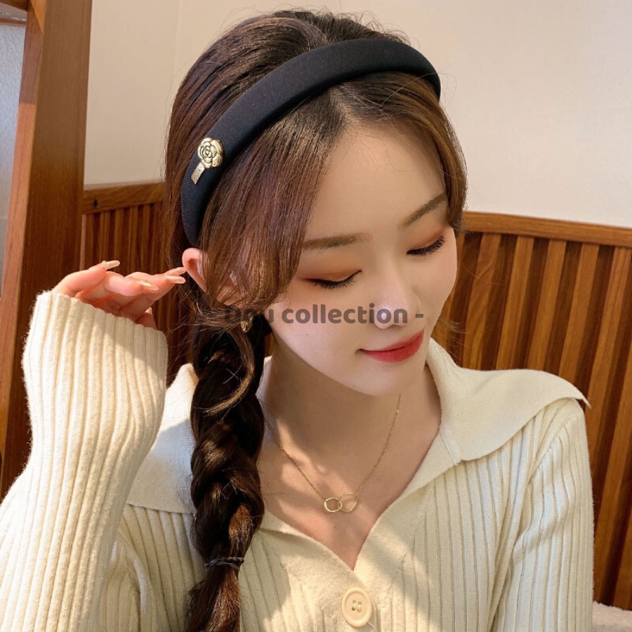 [NowShip2h] Mấn cài tóc nữ, băng đô tóc cao cấp trơn phối LOVEDAYS Retro dễ thương phối áo dài màu đen trắng - Mã CT021