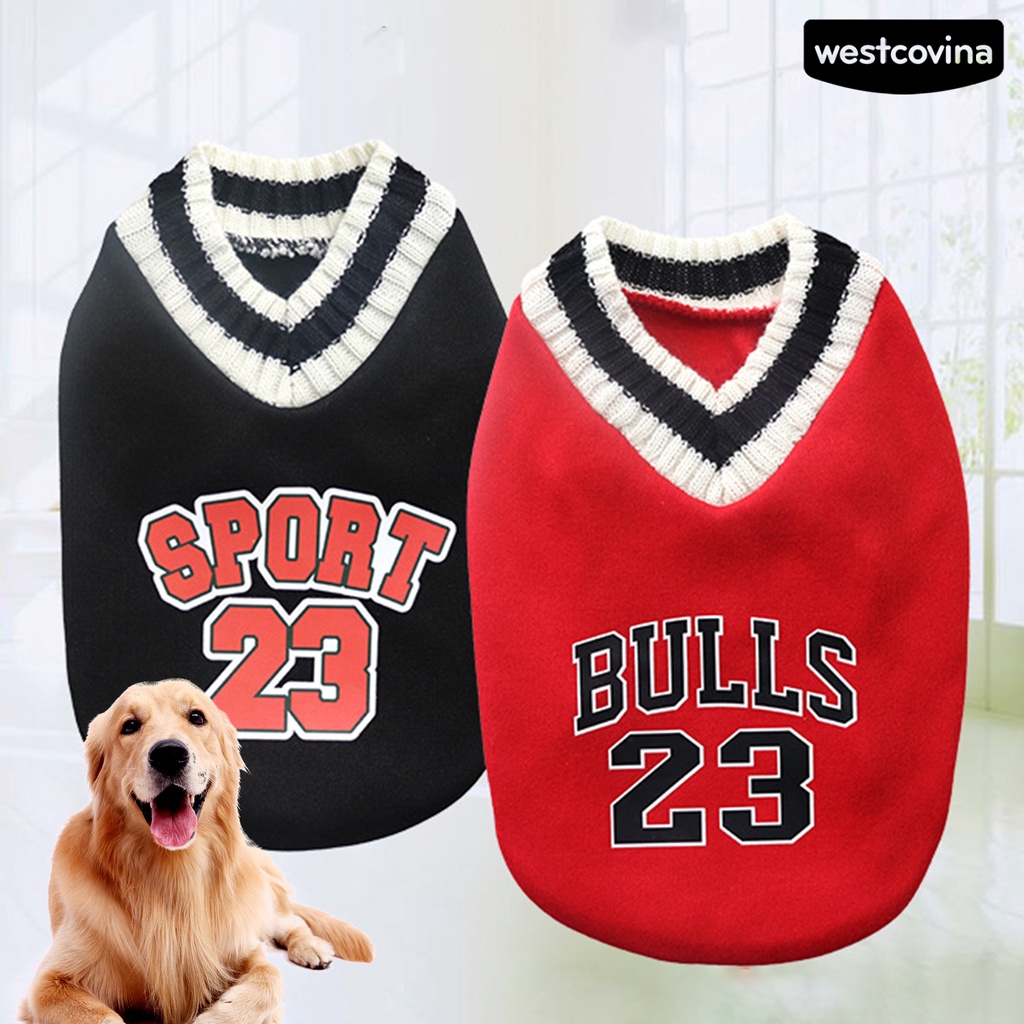 [COD]♘Áo Nỉ Mềm Mại Cổ Chữ V Thoải Mái In Họa Tiết Chữ Thời Trang Mùa Đông Cho Thú Cưng