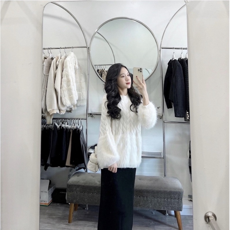 Set Áo len đáp lông tiểu thư