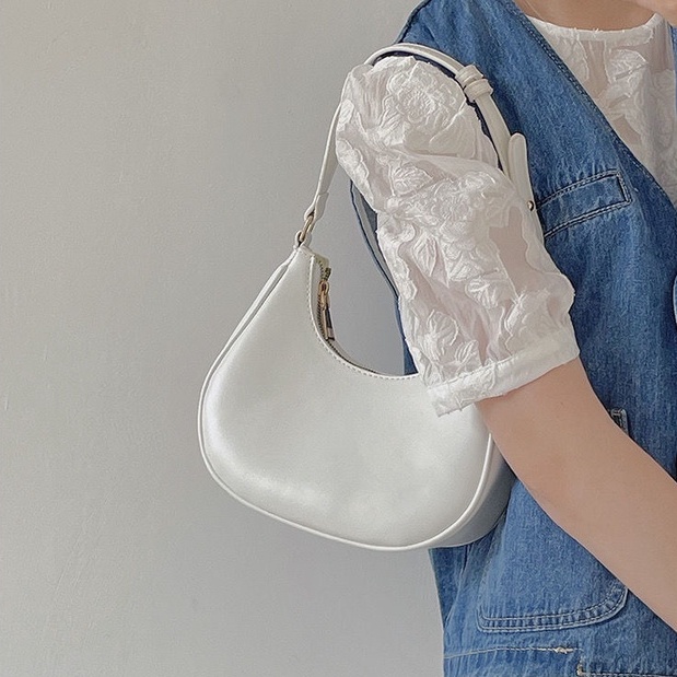 Mischa Túi Đeo Vai Da PU Mềm Màu Trơn Kiểu retro Đơn Giản