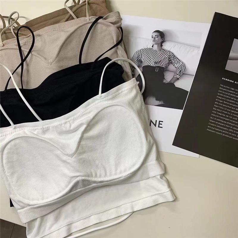 NRVP Áo Tank Top Đơn Co Giãn Phong Cách Hàn Quốc Mới Với Đệm Lót