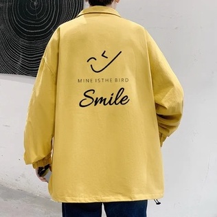 Áo khoác sơ mi dù vải quang châu kết hợp cổ bẻ họa tiết chữ smile from rộng nam nữ Bảo Đăng