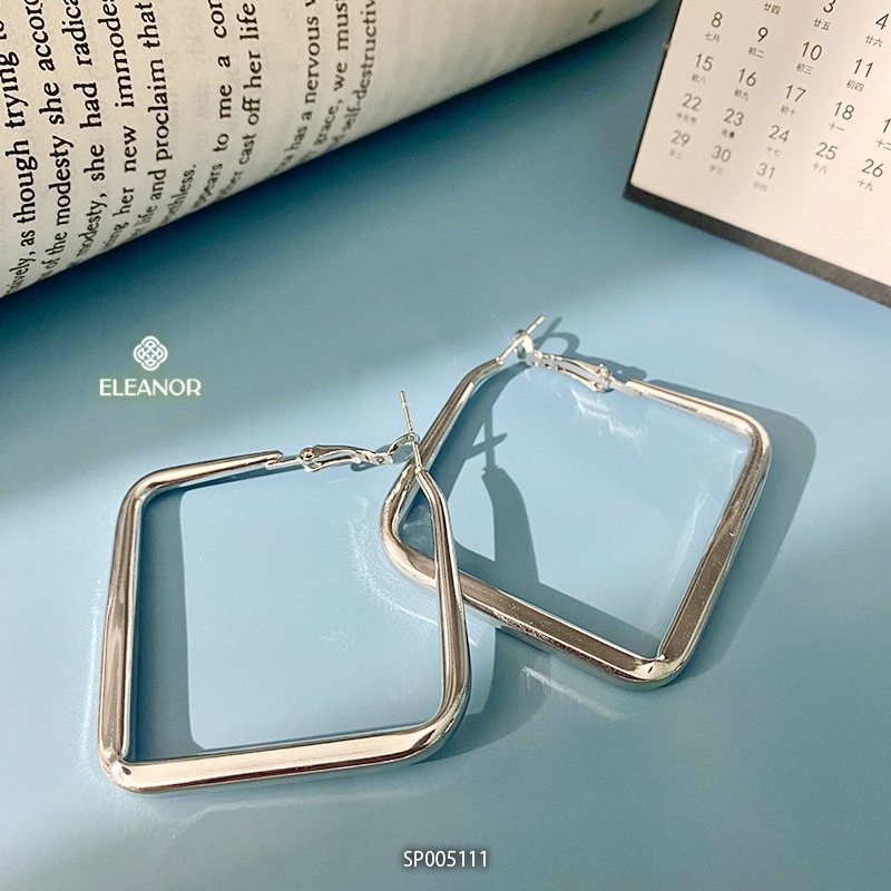 Bông tai nữ chuôi bạc 925 Eleanor Accessories thiết kế hình thoi viền trơn basic phụ kiện trang sức 5111