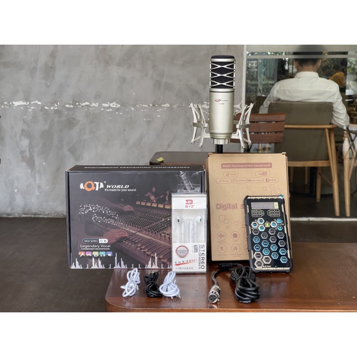 [Xã Kho]  Combo huyên thu âm livestream kraoke Sound card K9 Micro AT808 onl bán hàg tiktok facebook